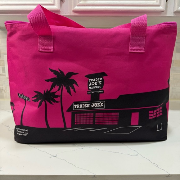 Trader Joe's Pink and Black Tote Bag - Picture 1 of 9